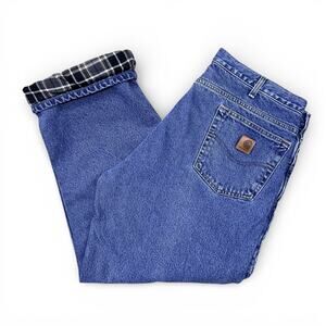 Carhartt B172 DST Flannel Lined Denim Jeans Carpenter Pants Workwear 38 x 30